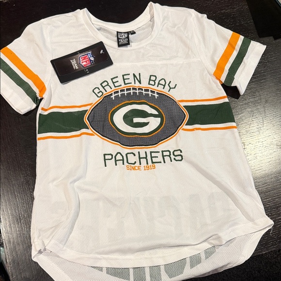 NFL Green Bay Packers White nwt Green Mesh Tee women’s shirt medium football fan - Picture 2 of 6
